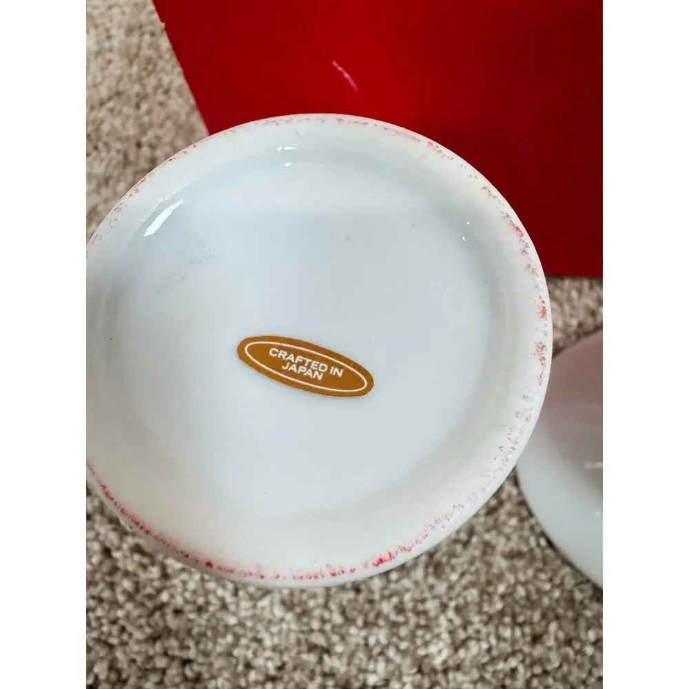 VTG Ceramic Tumbler and Soap Dish Set Made in Japan Rocking Horse Christmas